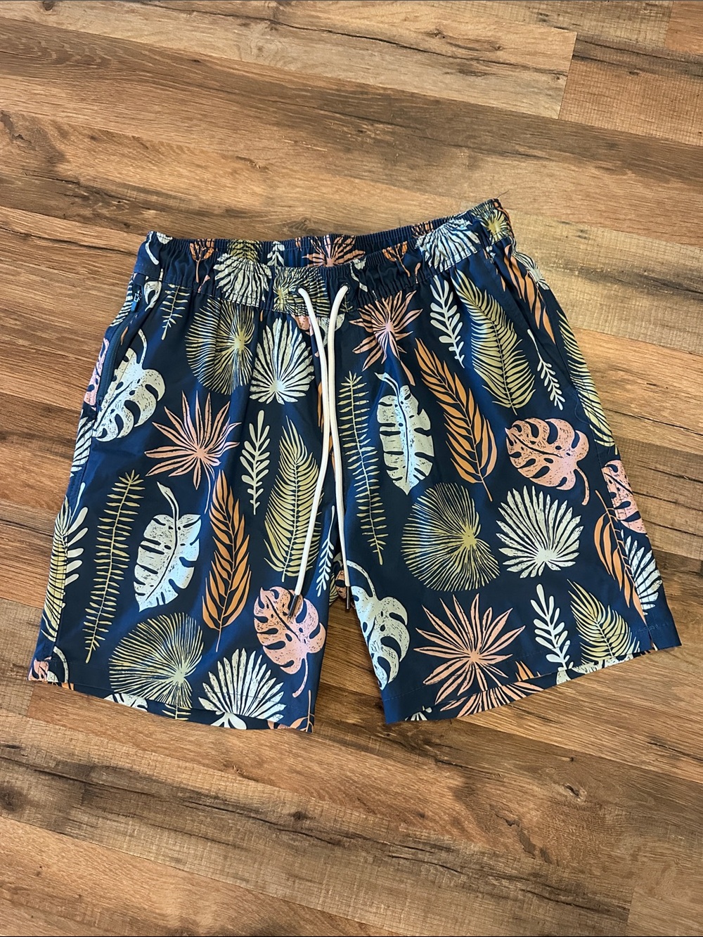 Goodfellow & Co Navy Swim Shorts with Peach Floral Print